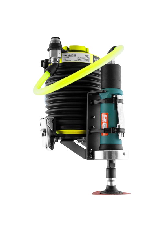 Der Bausatz enthält: FerRobotics ACF-K + Dynabrade Werkzeug Ref. 52276 (Vertikale Aufstellung)